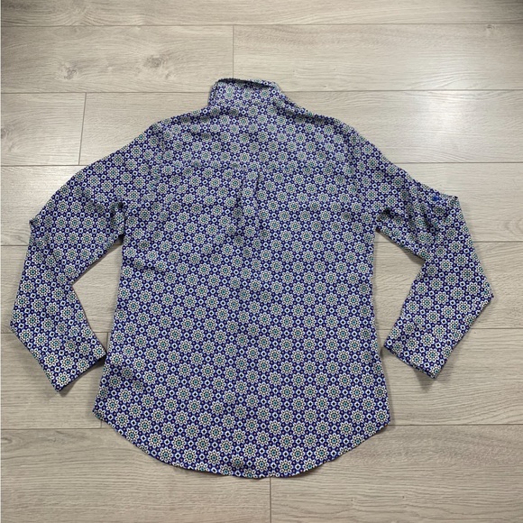 Express The Portofino Original Fit Geometric Print Button Front Blouse - Picture 4 of 12